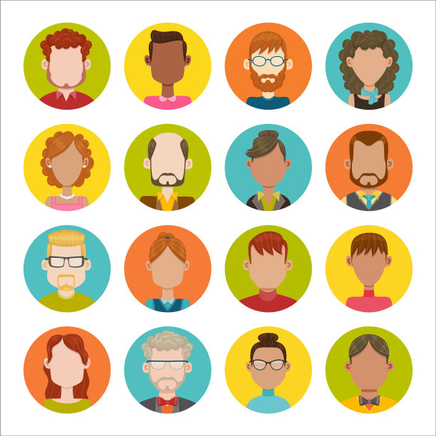 16个男性和女性角色图片下载