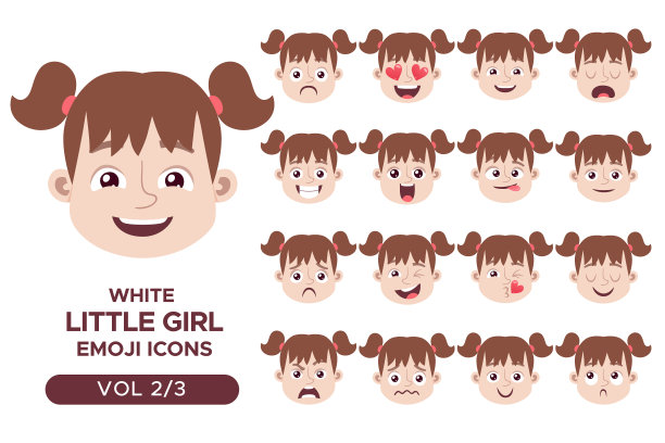 白人女孩的表情符号设置2 3图片下载
