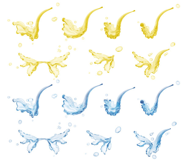 水和果汁的喷溅抽象背景，孤立的3d渲染图片下载