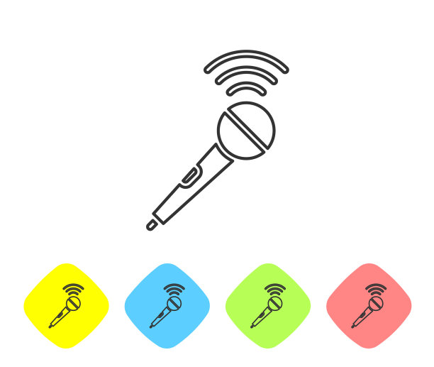 灰色线无线麦克风图标隔离开图片下载