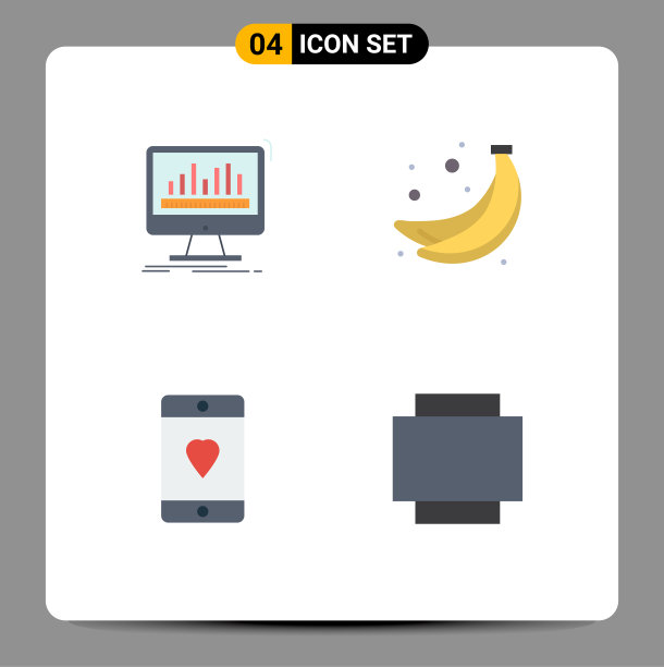 用户界面包4个基本的平面图标图片下载