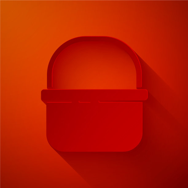 剪纸篮子图标孤立在红色背景图片下载