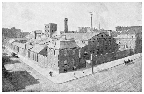 古董黑白照片的纽约:约翰德怀特& CO.，苏打制造商图片下载