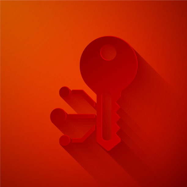 剪纸加密货币的关键图标隔离在红色图片下载