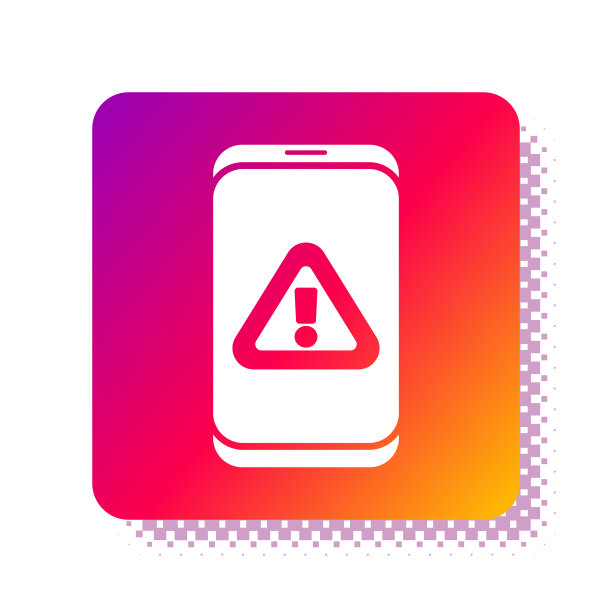 带有感叹号图标的白色手机图片下载