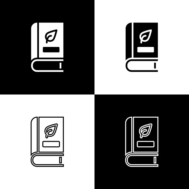 设置医学书籍与叶子图标隔离在黑色图片下载