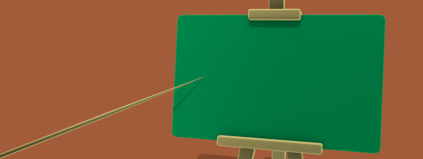 红色背景上的绿色空白演示板和一个用于显示任何信息的指针。时尚简约的呈现图片下载