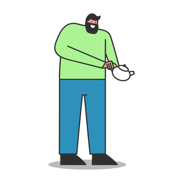 男人拿着茶壶，孤立地倒着茶图片下载