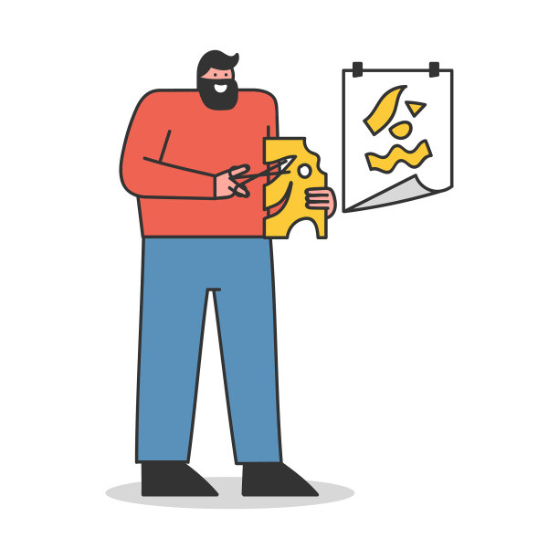 人剪纸，制作抽象贴花图片下载