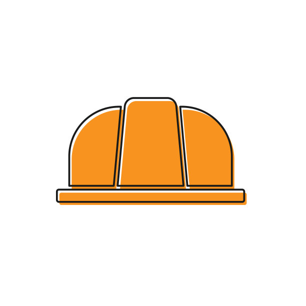 橙色工人安全帽图标隔离在白色图片下载