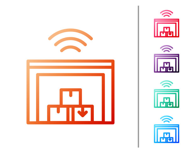 红色线智能仓库系统图标隔离图片下载