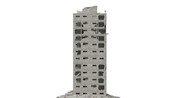 废弃的建筑孤立在白色3d插图图片下载