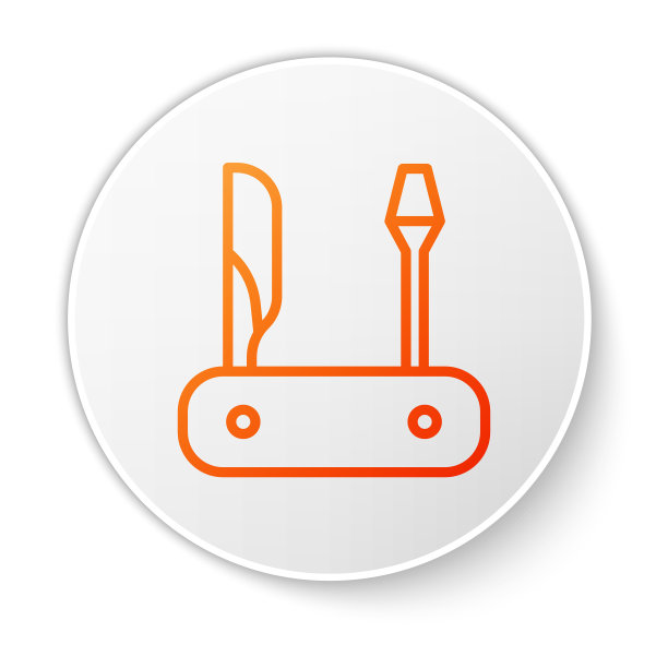 橙色线瑞士军刀图标孤立上图片下载