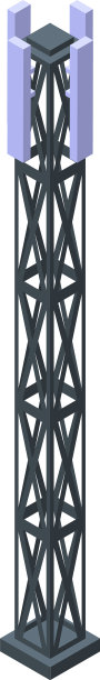 无线电GSM塔图标等距风格图片下载