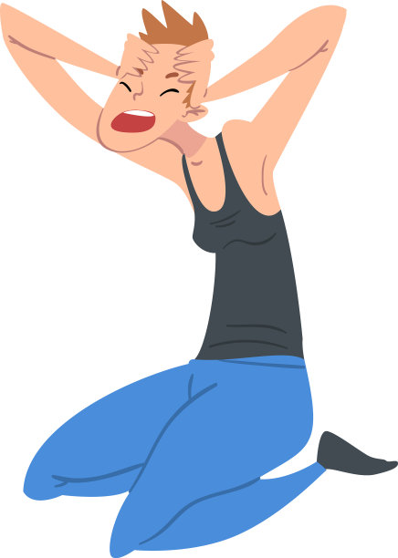 惊慌失措的男子坐在地板上抓着头图片下载