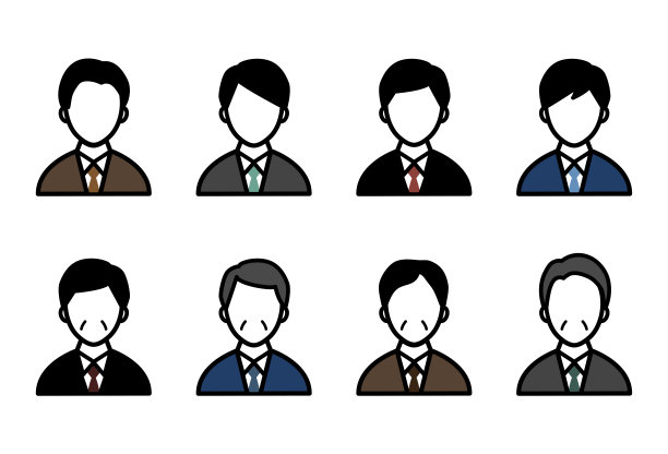 一组中年男性和年轻人的简单图标图片下载