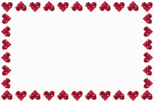 情人节卡片。红色心形花瓣，白色底色，带模型;复制空间构架。图片下载