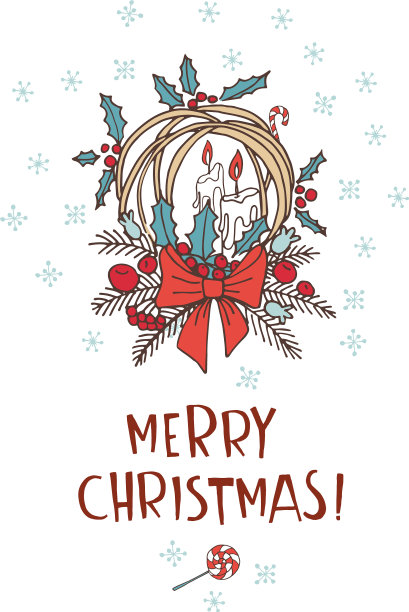 圣诞快乐涂鸦贺卡背景图片下载