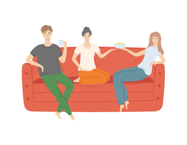 最好的朋友坐在沙发上吃零食图片下载