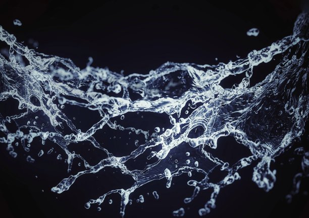 抽象的波浪和飞溅的3D插图图片下载