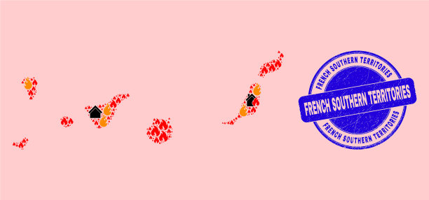 加那利群岛地图拼贴火焰和房子图片下载