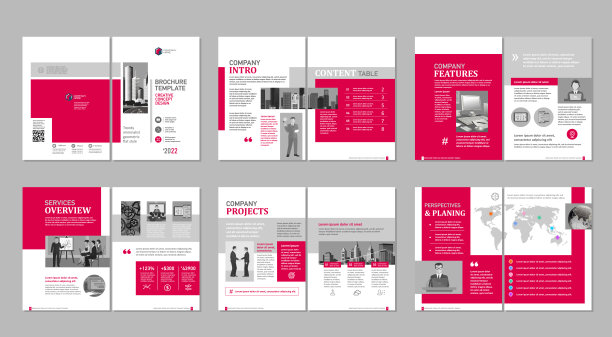 小册子创意设计。多用途模板，包括封面，封底和内页。图片下载