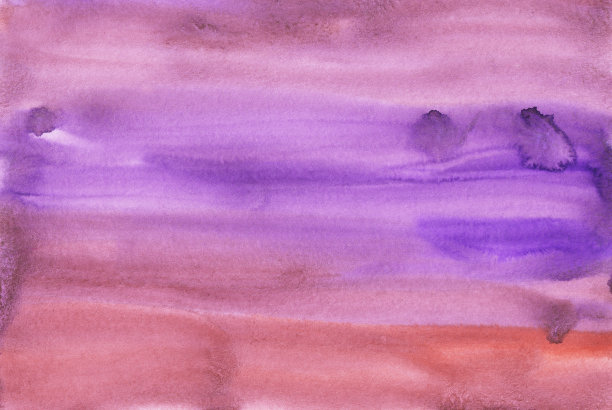 水彩紫色和珊瑚背景纹理。抽象的水黑色背景画。在纸上挥笔。图片下载