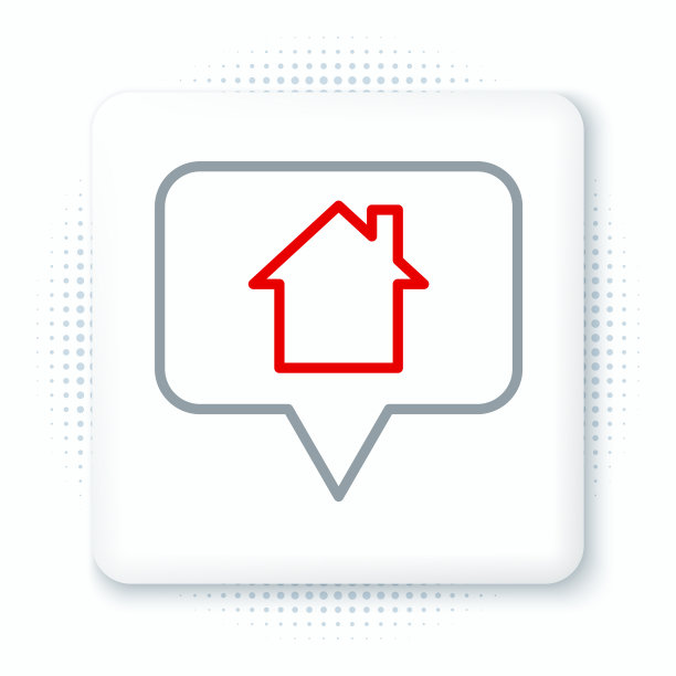 线形图指针与房子图标隔离在白色上图片下载