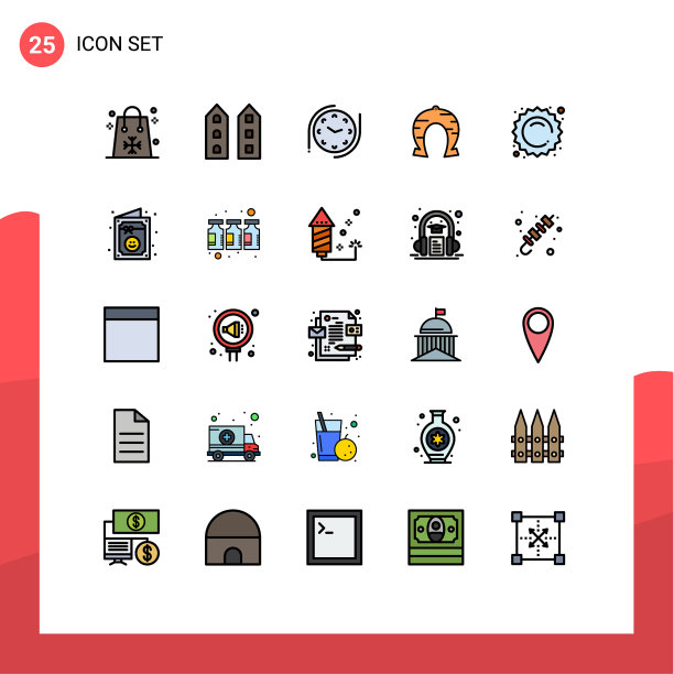 25主题填充线平面颜色和可编辑图片下载