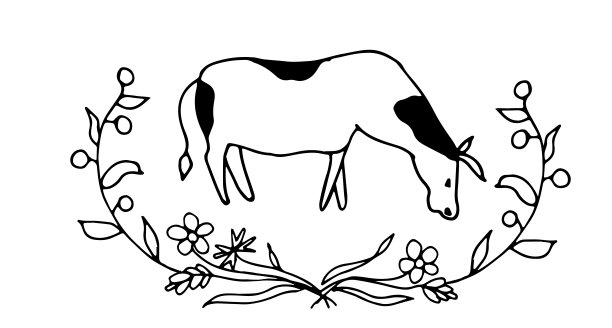母牛，公牛，带花的小牛。矢量插图。图片下载