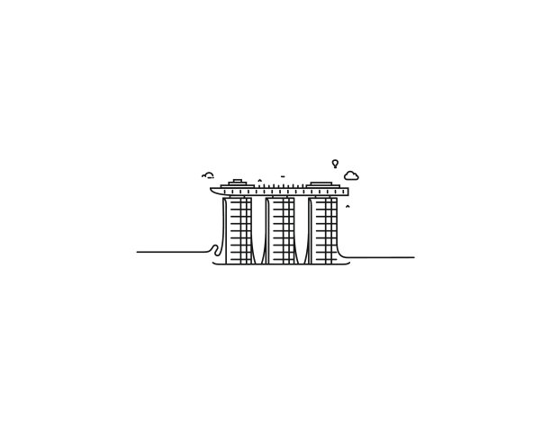 新加坡滨海湾沙滩平面线条艺术图片下载
