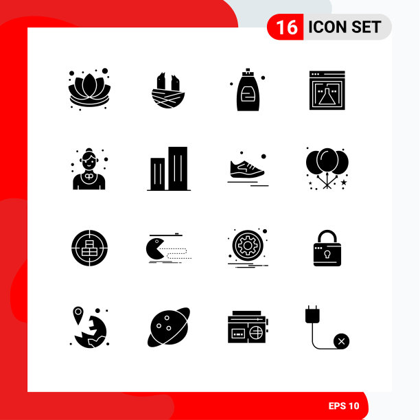 将16个实字形、符号和符号分组图片下载