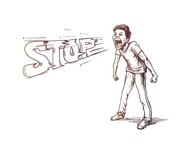 一个男人说停止手绘草图设计设计图片下载