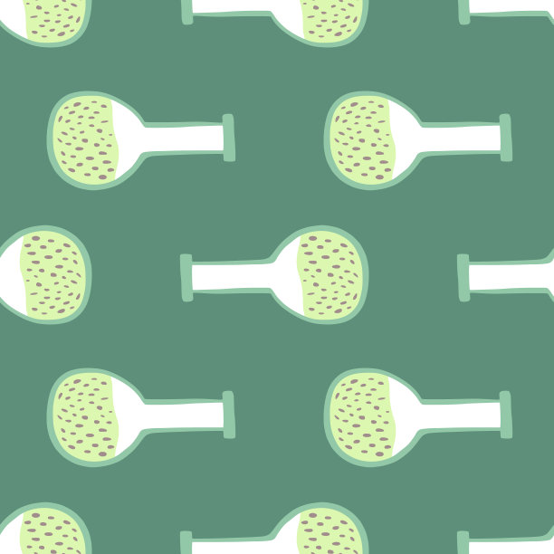 抽象烧瓶装饰无缝图案。实验室设备在绿色背景上。图片下载