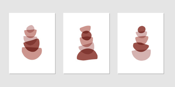 禅宗石头平面矢量插图集。图片下载