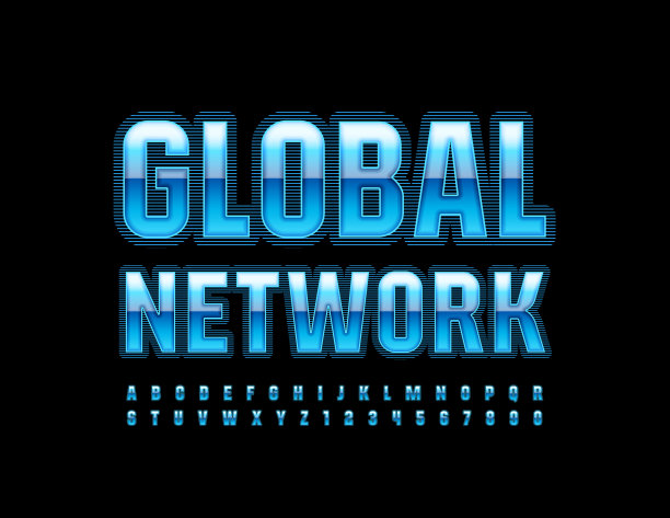 矢量技术标志全球网络。现代蓝色字母和数字集图片下载