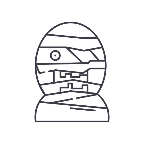 木乃伊图标，线性孤立的插图，细线矢量，网页设计标志，轮廓概念符号与可编辑的笔触在白色的背景。图片下载