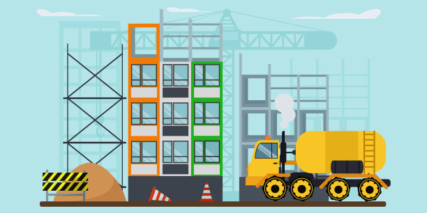 建造新房的过程。矢量图图片下载