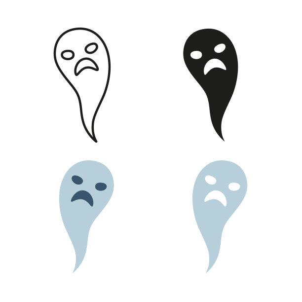 万圣节幽灵，轮廓，充满色彩。图片下载