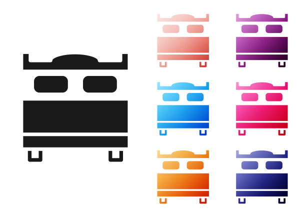 黑色卧室图标孤立在白色背景图片下载