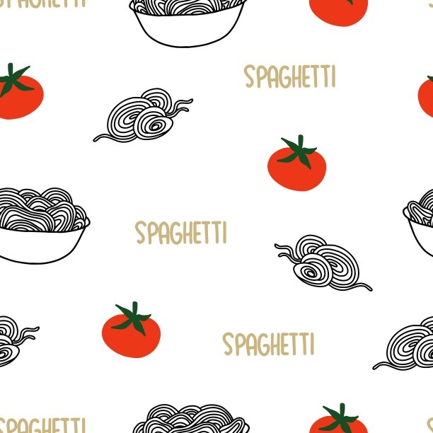 1月4日意大利面日主题无缝图案图片下载