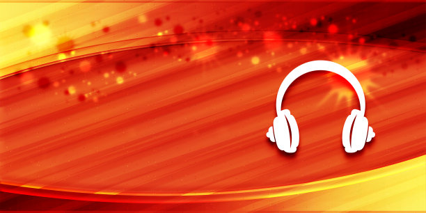 耳机图标特别夏季阳光橙色横幅背景明亮的插图图片下载