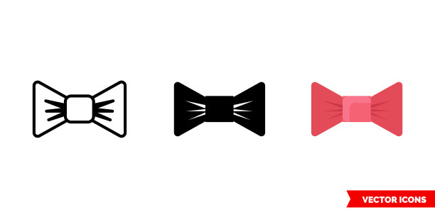 蝴蝶结图标3种类型孤立标志图片下载