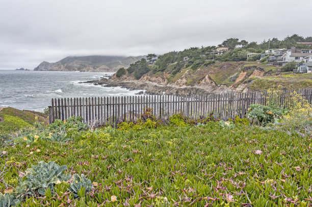 俯瞰半月湾海岸的住宅图片下载