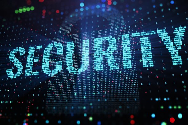 蓝色背景下的网络安全创意理念。三维渲染图片下载