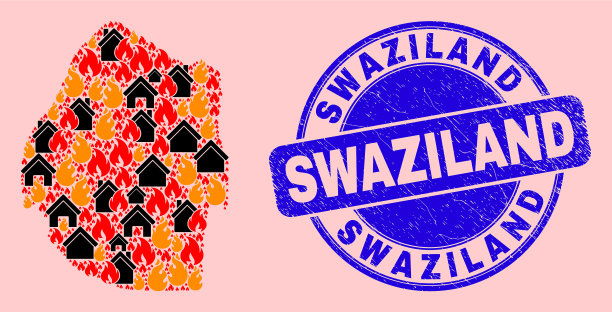 斯威士兰地图拼贴火灾和财产图片下载