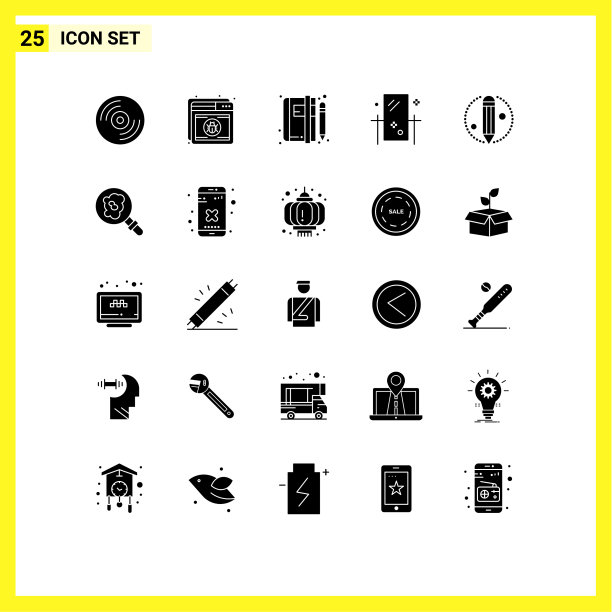 可编辑的线包25个简单的固体符号图片下载