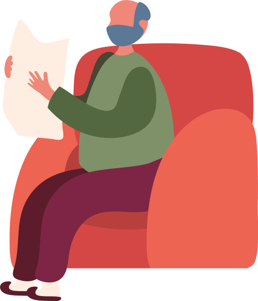 孤立的阿凡达男人坐在椅子上拿着报纸图片下载