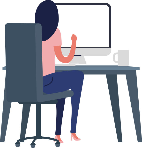 坐在桌子上的女人有电脑设计图片下载