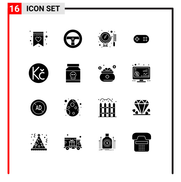 16组现代实心象形文字为危险设置图片下载